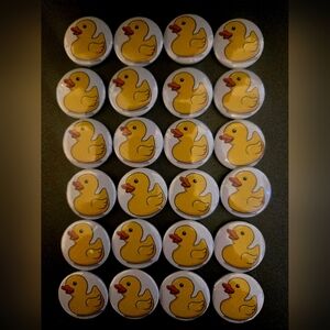 Yellow Duck Button Pins- 1 inch. Lot Of 24